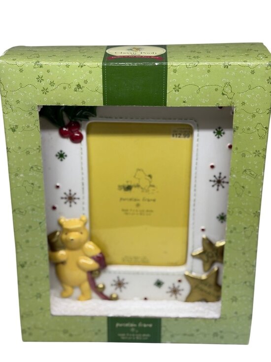 Disney Winnie the Pooh Porcelain 4x6 Picture Frame Nursery Decor Holiday - Picture 1 of 4